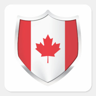Canada Silver Shield Flag Vierkante Sticker