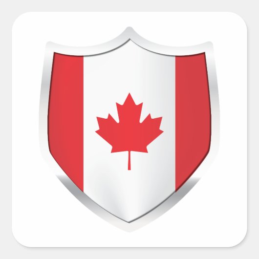 Canada Silver Shield Flag Vierkante Sticker (Voorkant)