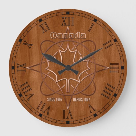 Canada sinds 1876 wattenkoperen acrylwandklok grote klok (Voorkant)