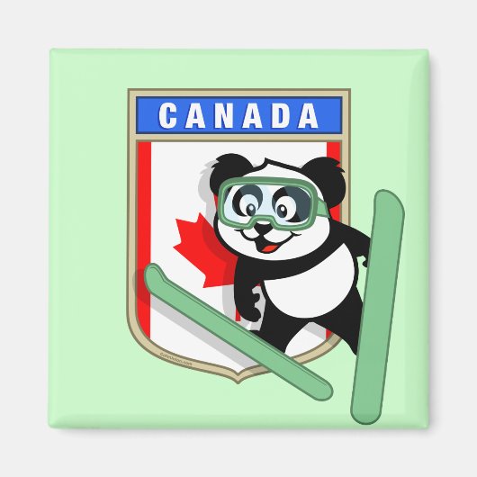 Canada Ski-springende Panda Magneet (Voorkant)