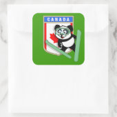 Canada Ski-springende Panda Vierkante Sticker (Tas)