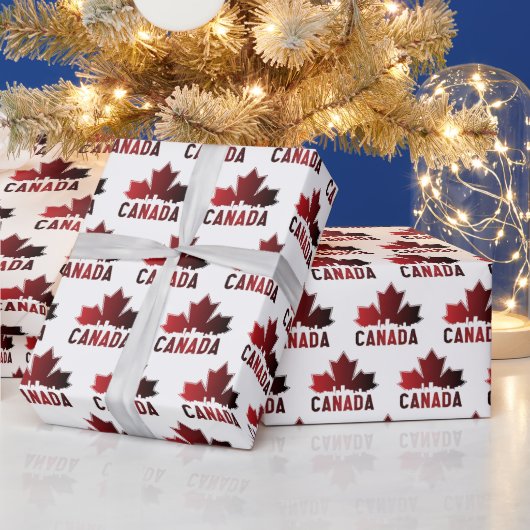 Canada Skyline Gradient Maple Leaf Patriotic Cadeaupapier (Feestdagen)