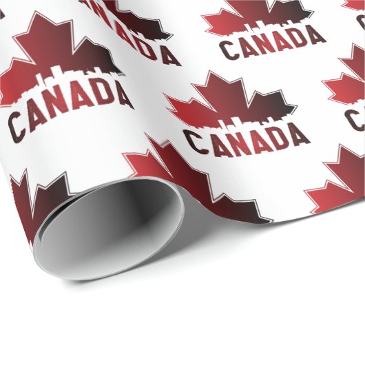 Canada Skyline Gradient Maple Leaf Patriotic Cadeaupapier (Rol Hoek)