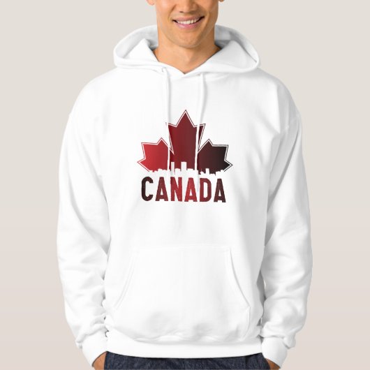 Canada Skyline Gradient Maple Leaf Patriotic Hoodie (Voorkant)