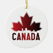 Canada Skyline Gradient Maple Leaf Patriotic Keramisch Ornament (Voorkant)