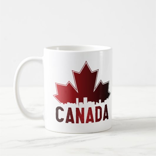 Canada Skyline Gradient Maple Leaf Patriotic Koffiemok (Links)