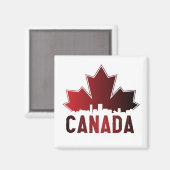 Canada Skyline Gradient Maple Leaf Patriotic Magneet (Voorkant / Achterkant)