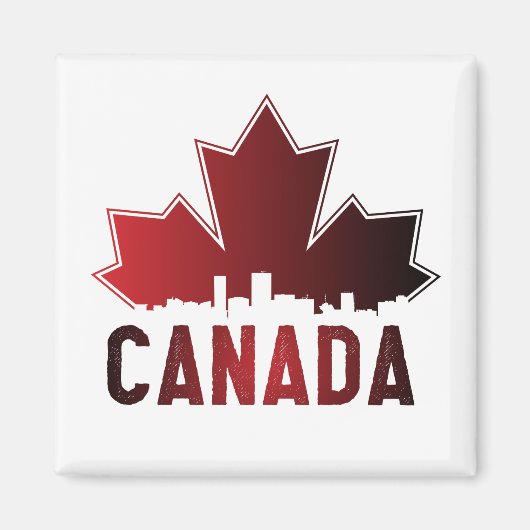 Canada Skyline Gradient Maple Leaf Patriotic Magneet (Voorkant)