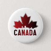 Canada Skyline Gradient Maple Leaf Patriotic Ronde Button 5,7 Cm (Voorkant)