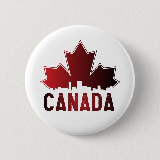 Canada Skyline Gradient Maple Leaf Patriotic Ronde Button 5,7 Cm (Voorkant)
