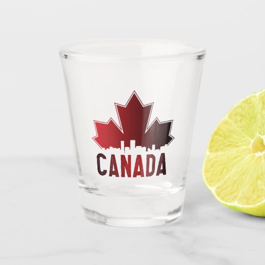 Canada Skyline Gradient Maple Leaf Patriotic Shot Glas (Voorkant)