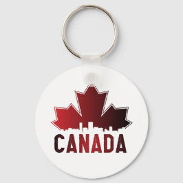 Canada Skyline Gradient Maple Leaf Patriotic Sleutelhanger