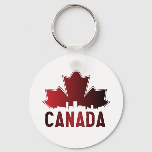 Canada Skyline Gradient Maple Leaf Patriotic Sleutelhanger (Voorkant)