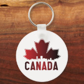 Canada Skyline Gradient Maple Leaf Patriotic Sleutelhanger (Voorkant)