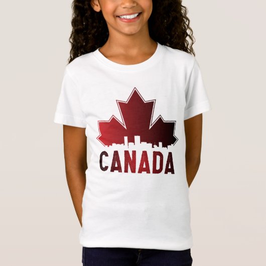 Canada Skyline Gradient Maple Leaf Patriotic T-shirt (Voorkant)