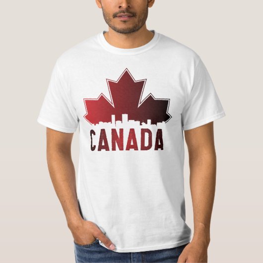 Canada Skyline Gradient Maple Leaf Patriotic T-shirt (Voorkant)