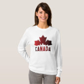 Canada Skyline Gradient Maple Leaf Patriotic T-shirt (Voorkant volledig)