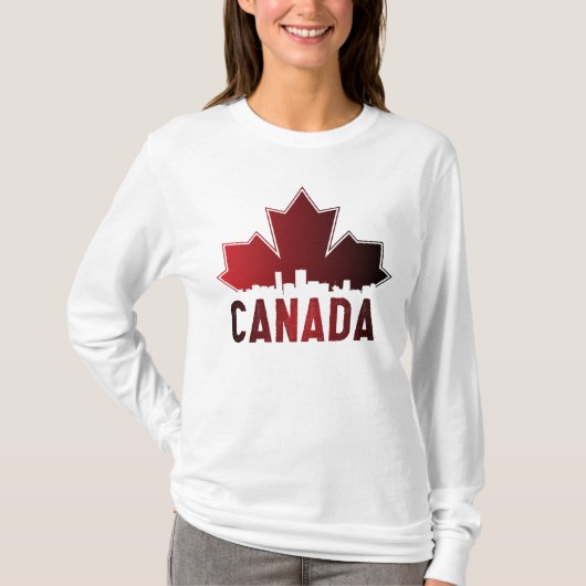 Canada Skyline Gradient Maple Leaf Patriotic T-shirt (Voorkant)