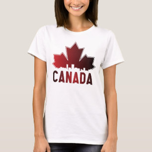 Canada Skyline Gradient Maple Leaf Patriotic T-shirt