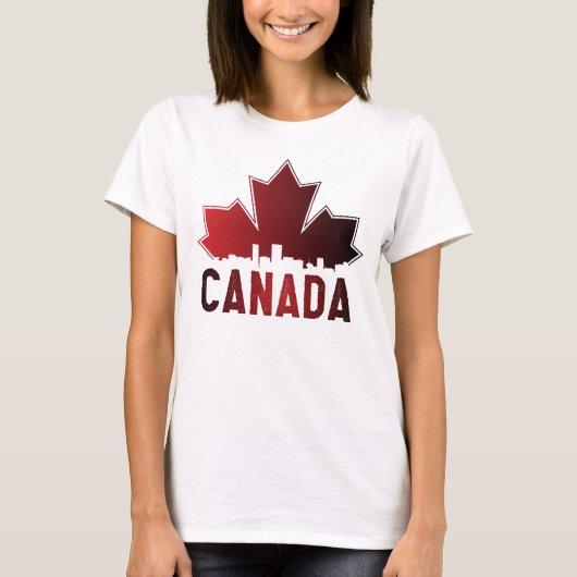 Canada Skyline Gradient Maple Leaf Patriotic T-shirt (Voorkant)