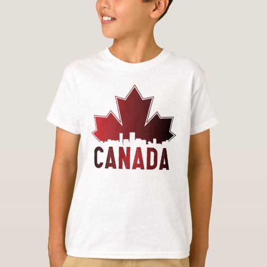 Canada Skyline Gradient Maple Leaf Patriotic T-shirt (Voorkant)