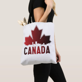 Canada Skyline Gradient Maple Leaf Patriotic Tote Bag