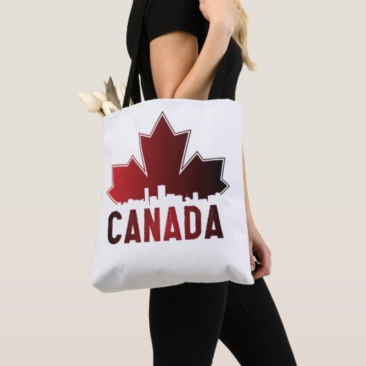 Canada Skyline Gradient Maple Leaf Patriotic Tote Bag (Dichtbij)