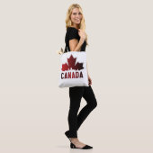 Canada Skyline Gradient Maple Leaf Patriotic Tote Bag (Op model)