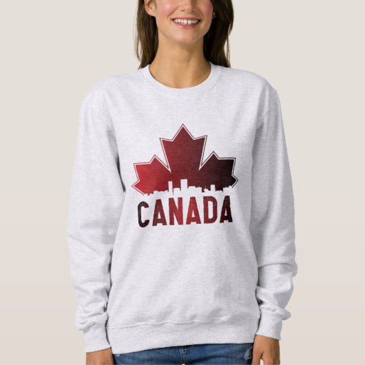 Canada Skyline Gradient Maple Leaf Patriotic Trui (Voorkant)