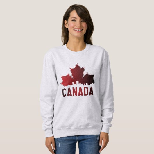 Canada Skyline Gradient Maple Leaf Patriotic Trui (Voorkant volledig)