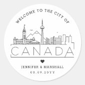 Canada Skyline | Welkomstbericht voor bruiloft Ronde Sticker (Voorkant)