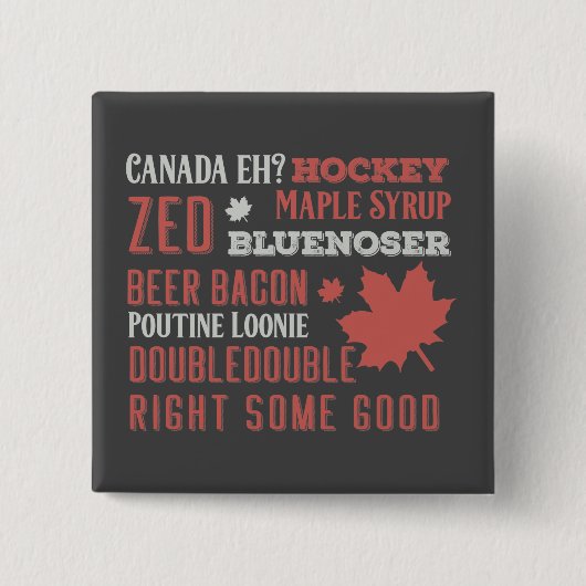 Canada Slang Subway Art Vierkante Button 5,1 Cm (Voorkant)