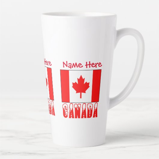 Canada Sneeuw Canadese Vlag Rood Gepersonaliseerd Latte Mok (Rechts)