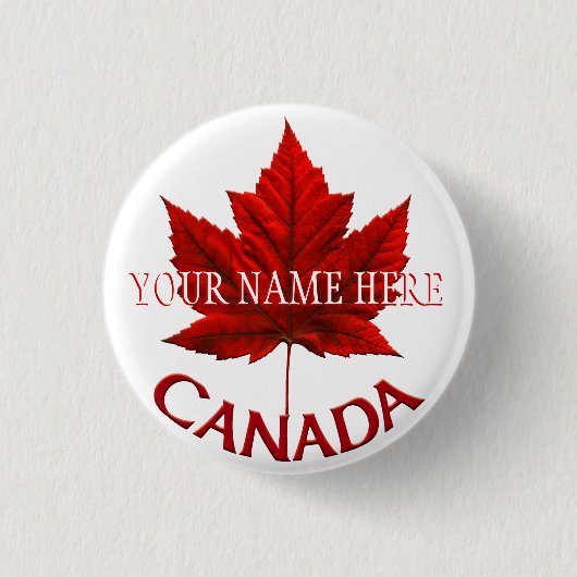 Canada Souvenir Buttonnen Canada Vlag Maple Leaf P Ronde Button 3,2 Cm (Voorkant)