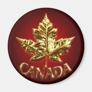 Canada Souvenir Fridge Magnet Gold Maple Leaf Gift
