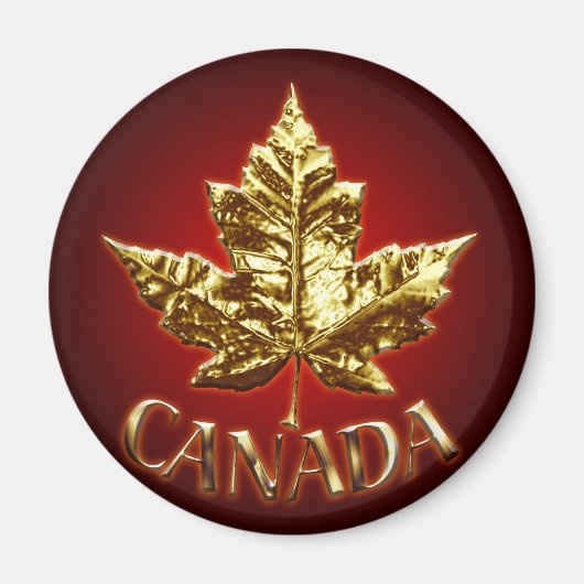 Canada Souvenir Fridge Magnet Gold Maple Leaf Gift (Voorkant)