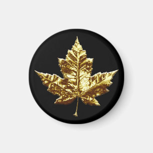 Canada Souvenir Fridge Magnet Gold Maple Leaf Gift