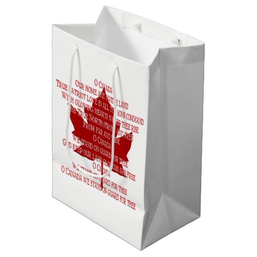 Canada Souvenir Gift Bags Canada Anthem Gift Bag Medium Cadeauzakje (Voorkant Gekanteld)