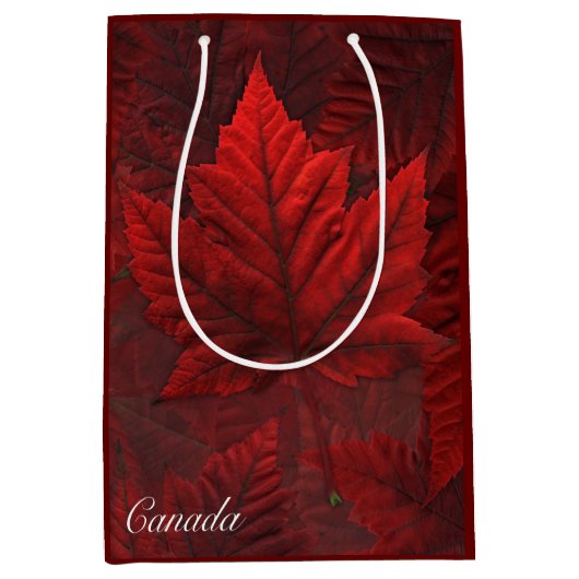 Canada Souvenir Gift Bags Canada Maple Leaf Bag Medium Cadeauzakje (Voorkant)