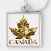 Canada Souvenir Sleutelhanger Gold Chrome Maple Le (Voorkant)