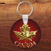 Canada Souvenir Sleutelhanger Gold Chrome Maple Le (Voorkant)