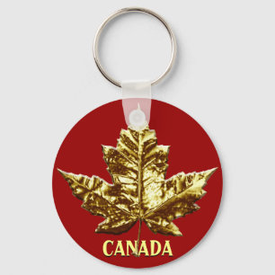 Canada Souvenir Sleutelhanger Gold Chrome Maple Le