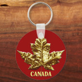 Canada Souvenir Sleutelhanger Gold Chrome Maple Le (Voorkant)