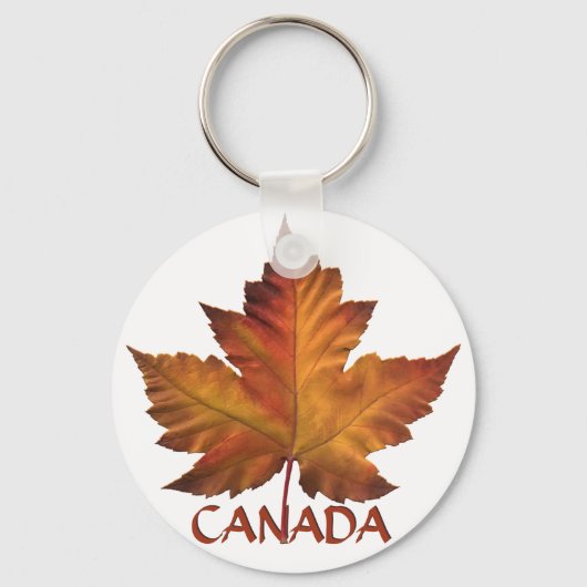 Canada Souvenir Sleutelhanger Gold Chrome Maple Le (Voorkant)