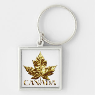 Canada Souvenir Sleutelhanger Gold Chrome Maple Le