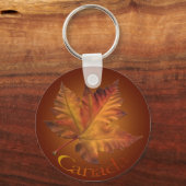 Canada Souvenir Sleutelhanger Gold Chrome Maple Le (Voorkant)