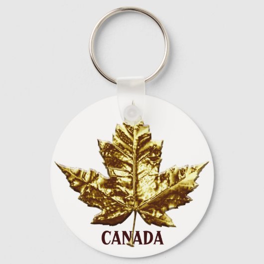 Canada Souvenir Sleutelhanger Gold Chrome Maple Le (Voorkant)
