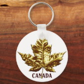 Canada Souvenir Sleutelhanger Gold Chrome Maple Le (Voorkant)