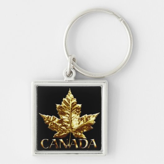 Canada Souvenir Sleutelhanger Gold Chrome Maple Le (Voorkant)