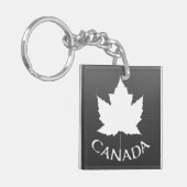 Canada Souvenir Sleutelhanger White Maple Leaf (Voorkant Links)